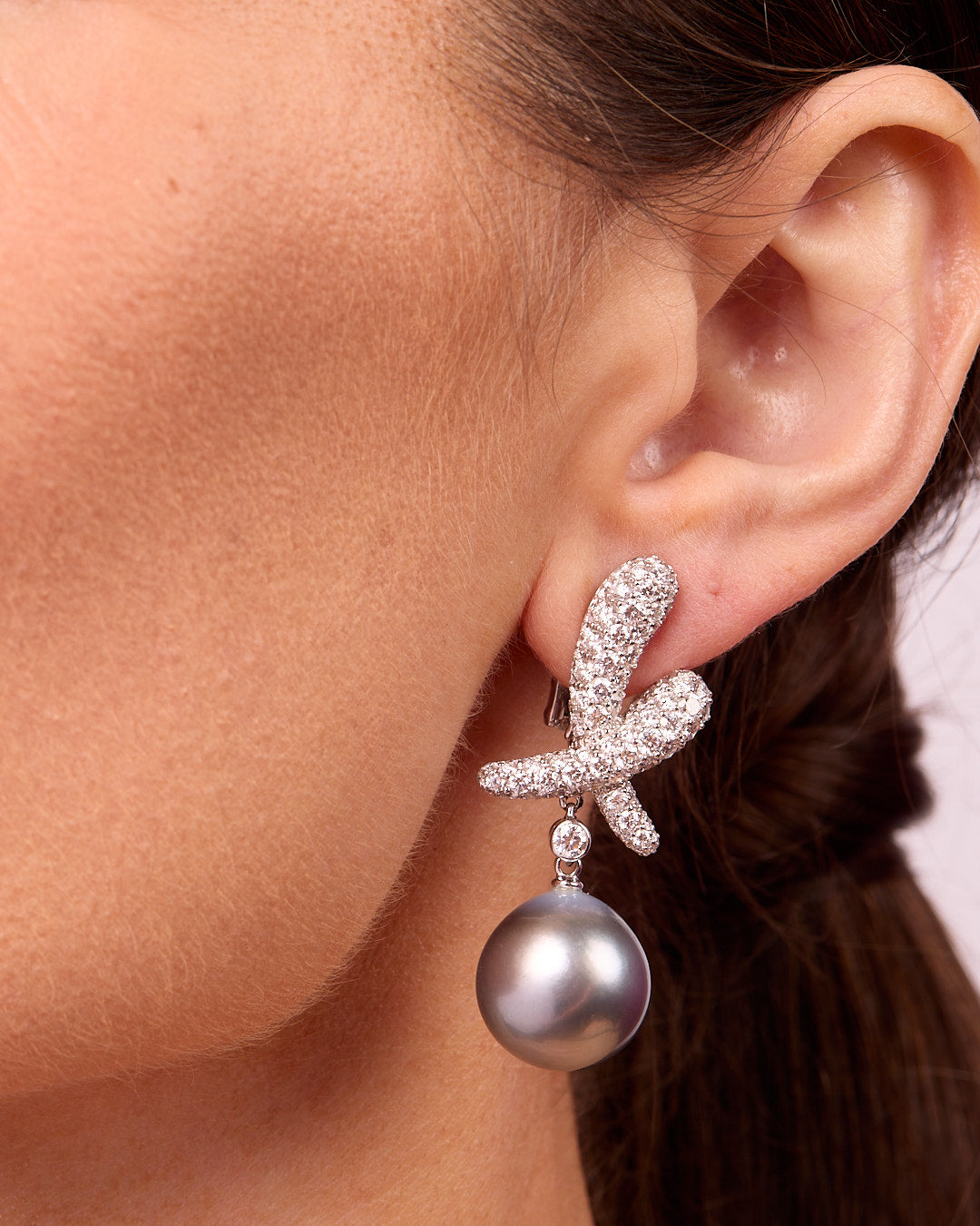 'Kiss' Tahitian Pearl and Diamond Earrings