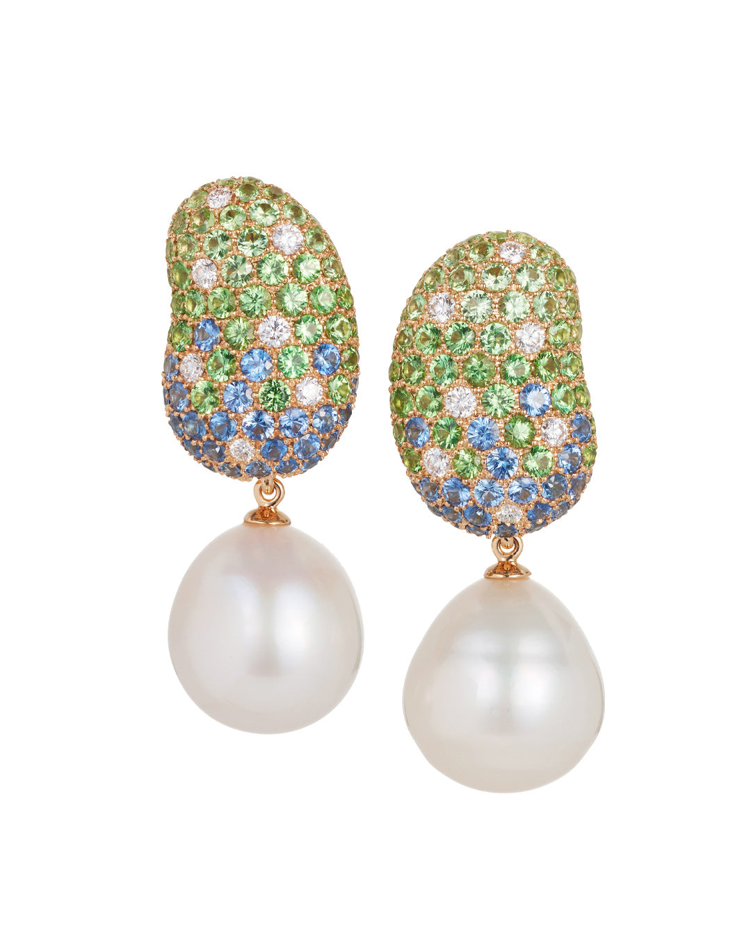 'Jelly Bean' Sapphire, Tsavorite and Diamond Earrings