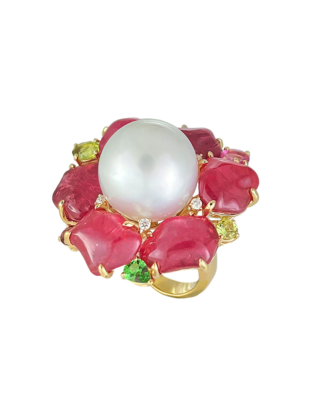South Sea Pearl and Pink Spinel Ring