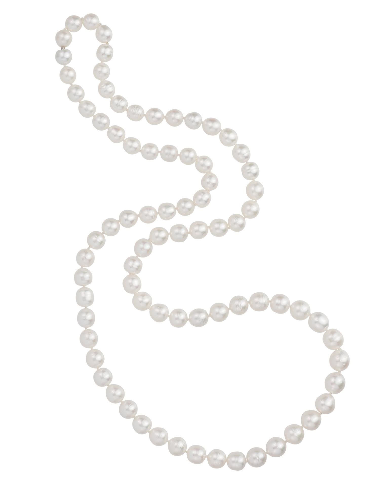 South Sea pearl necklace, featuring a diamond set bayonet clasp, crafted in 18 karat white gold.