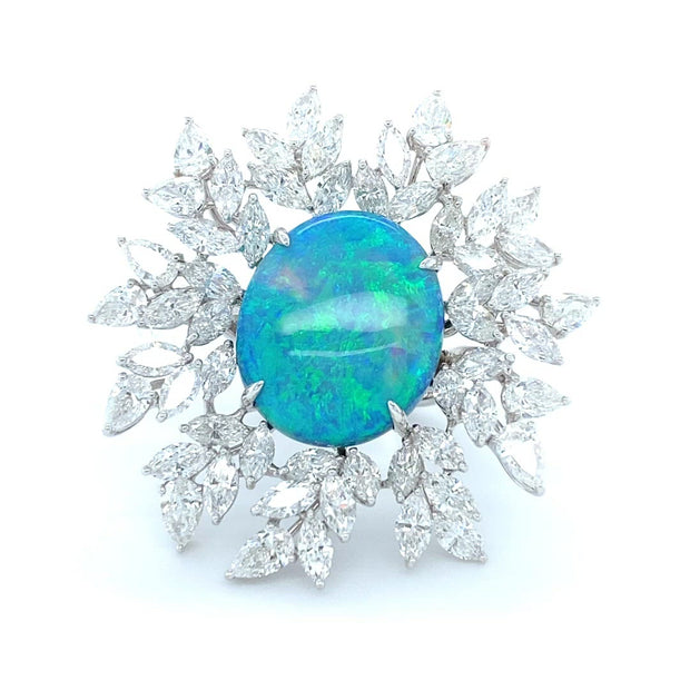 "Constellation" black opal and diamond ring, crafted in 18 karat white gold.